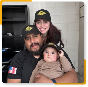 family in company hats